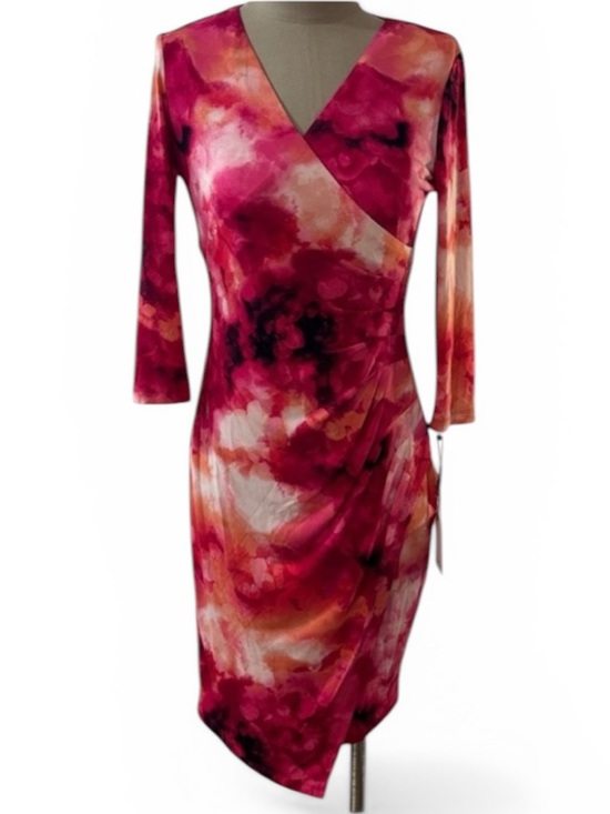 Calvin Klein Dresses & Skirts - Calvin Klein Asymmetrical Colorful Red and Black Dress - Size 6